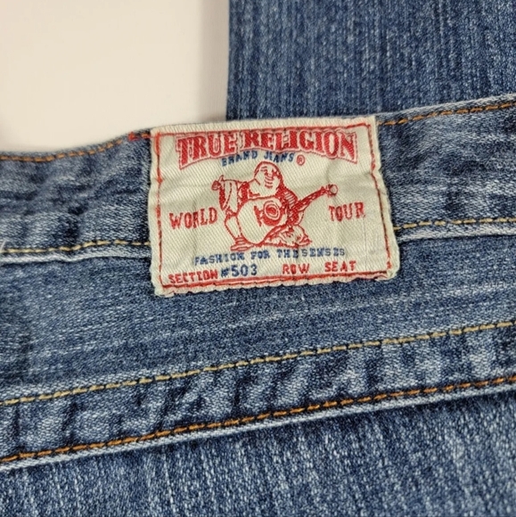 True Religion Joey Twisted Seam Flare Blue Jeans 04-503 Made in USA Size 30 - Picture 4 of 7